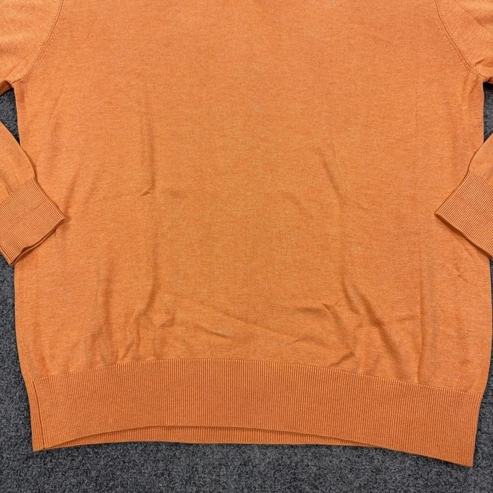 Peter Millar Sweater Mens XL Orange V Neck Silk Cotton Cashmere Knit Pullover